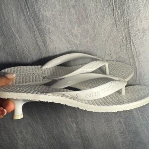 Colin Stuart White Kitten Heel Sandals